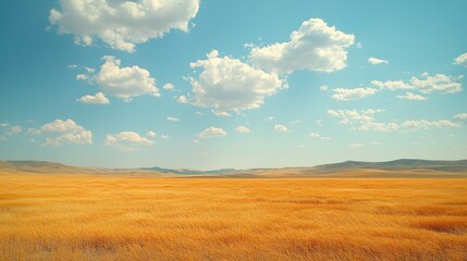 Obraz premium Golden Field Under a Sky of Clouds