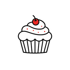 A cute cupcake with a cherry on top, perfect for any sweet tooth.