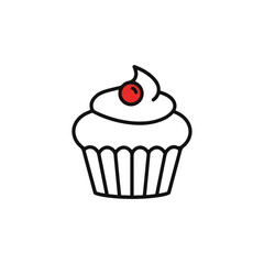 A Simple and Delicate Cupcake with a Cherry. 