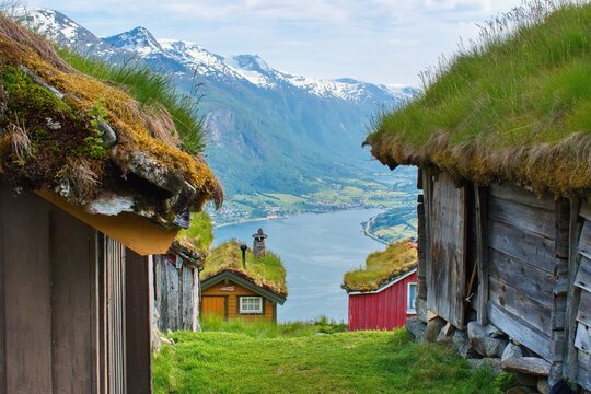 Rakssetra rural hiking area, Nordfjord view, Loen Norway