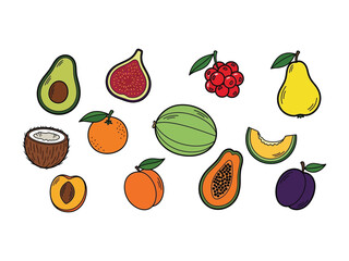 Fresh Fruit Extravaganza: An illustrated collection of various fruits, a vibrant and colorful composition that celebrates the diverse flavors and forms of nature's bounty.