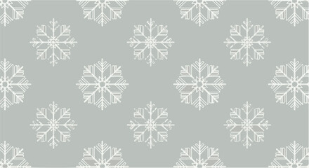 Winter pattern, snowflake background in gray and white, festive Christmas season design