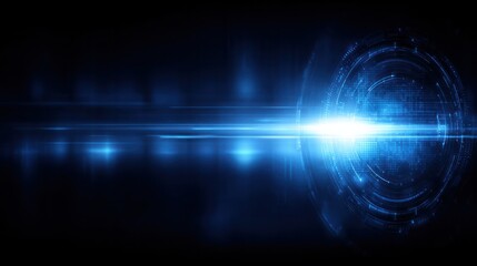 Obraz premium Dynamic light burst action in digital space abstract technology environment futuristic perspective visual concept