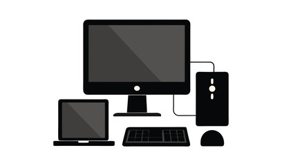 Fototapeta premium Modern computer setup with monitor keyboard mouse and tower