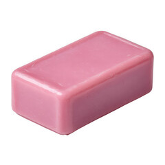 Pink rectangular soap bar isolated on transparent background