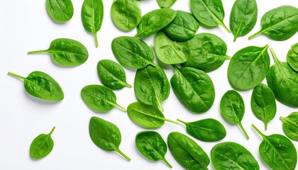Beautiful Spinle Leaves in Vivid Green Hues Displayed on a Pure White Background for Artistic Appeal