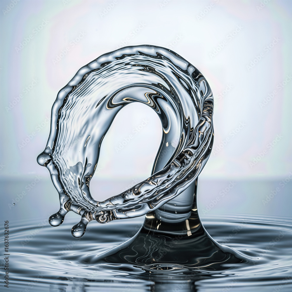 Poster a captivating water splash forms a circular wave, showcasing the beauty and fluidity of liquid motio