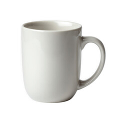 Simple white ceramic coffee mug isolated on transparent background