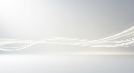 Obraz premium An abstract, minimalist background with a clean, light grey gradient, featuring soft, glowing white lines creating a sense of elegant motion.