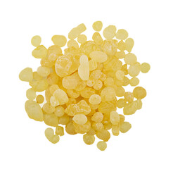 flat lay pile of mastic gum or tear of chios cutout