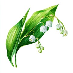 Obraz premium Watercolor illustration of lily of the valley (1)