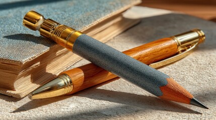 Naklejka premium Pencil on table banner