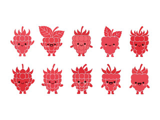 Joyful Raspberry Character: A collection of cheerful raspberry characters, each brimming with delight and personality, perfect for adding a playful touch to any design or project.