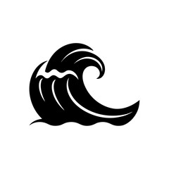 Stylized wave design on transparent background silhouette