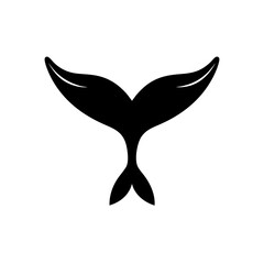 Silhouette whale tail on transparent background