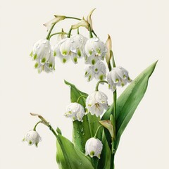 Obraz premium Delicate white flowers with dew drops