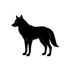 Wolf standing black on transparent background silhouette