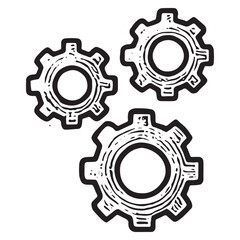 Gear Icon Representing Teamwork, Mechanism, and Collaborative Workflow in Business