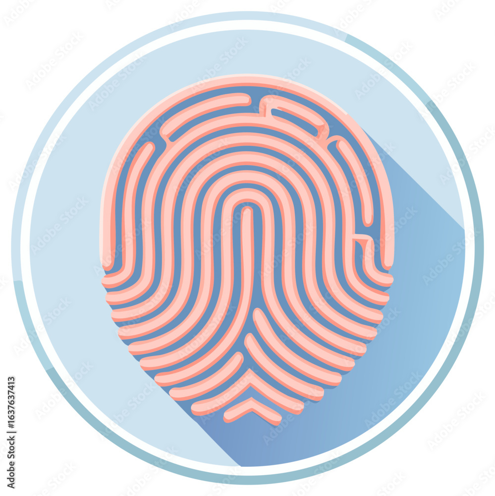 Poster complex fingerprint labyrinth puzzle icon for identity and biometric security