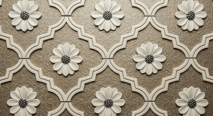 Elegant floral pattern with white daisy flowers on a textured background creating a vintage and decorative design