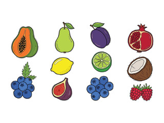 Assortment of Vibrant Fruits: A colorful illustration showcasing a variety of fresh fruits, each a burst of natural sweetness. The image features a medley of diverse produce, perfect for health.