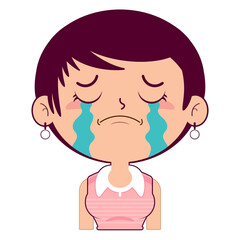 girl short bob hair crying face cartoon cute
