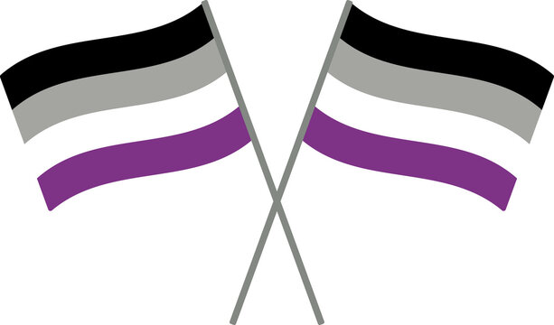 Black, gray, white and purple colored asexual flag. LGBTQI concept. Flat design illustration.	