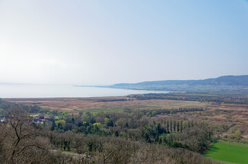 A breathtaking view of Lake Balaton showcases the beauty of the Hungarian landscape.