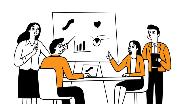 Business Team Collaborating on Strategy in a Modern Office Meeting