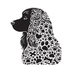 Vector silhouette of  dog on white backgroud.
