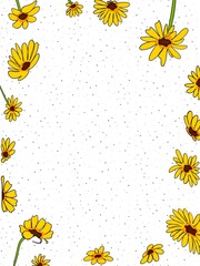 Yellow Daisy Border Background &ndash; Text Overlay Printable Frame