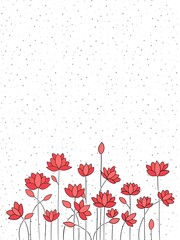 Red Minimal Flower Illustration &ndash; Text Overlay Printable Background