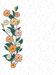Vertical Floral Border Illustration &ndash; Text Overlay Printable Background