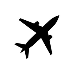 Airplane black silhouette on transparent background