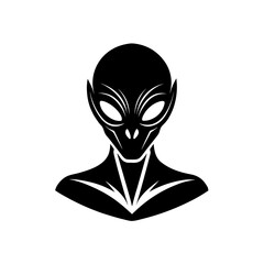 Alien head silhouette on transparent background