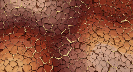 Naklejka premium Abstract background with cracked earth texture and golden glitter lines, representing drought, nature, and luxury design