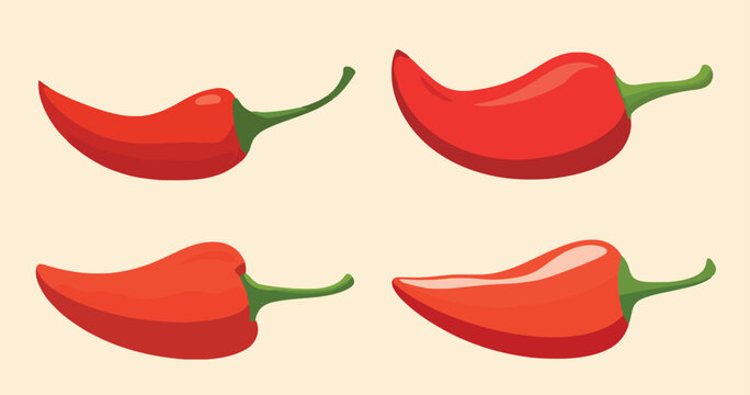 Vibrant Red Hot Chili Pepper Vector Icon Set