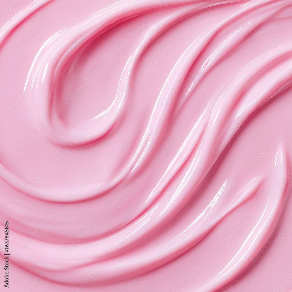 Aufkleber a close up shot displaying smooth pink cream with swirling patterns and a glossy surface texture des