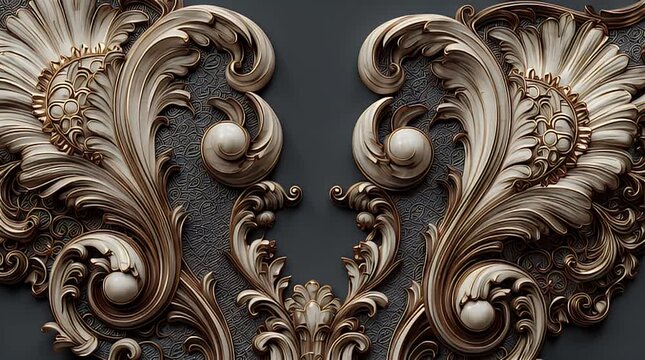 Ornate Gold And White Symmetrical Wall Decor Design