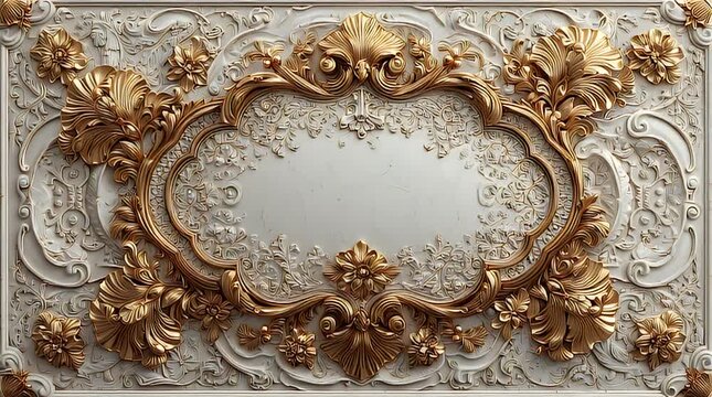 Ornate Gold And White Baroque Frame With Intricate Floral Details