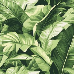 Lush Green Tropical Leaves Background for Nature and Relaxation