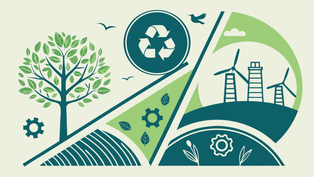 Sustainable environment eco friendly green energy recycling nature conservation concept illustration design