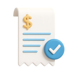 3D Render: Approved Payment Receipt, Pastel Colors, Positive Finance Icon