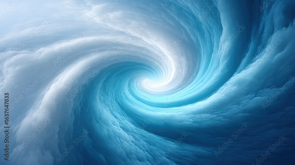 Poster a swirling wave of blue and white clouds creates a mesmerizing, dynamic pattern reminiscent of ocean