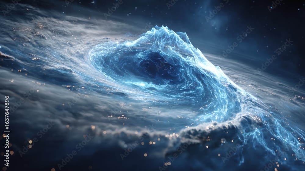 Aufkleber a swirling cosmic vortex surrounded by glowing clouds, creating an ethereal and captivating space sc