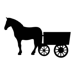 Horse and cart silhouette vector image for transportation design and farm animal graphics and clip art