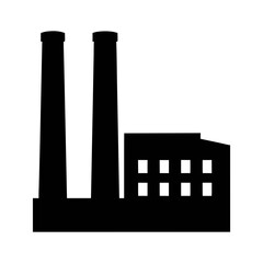 Factory building silhouette industrial plant power station manufacturing facility icon vector