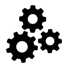 Three black gears vector graphic for mechanical process and engineering design element use case