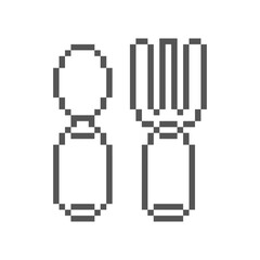 spoon and fork retro pixel art