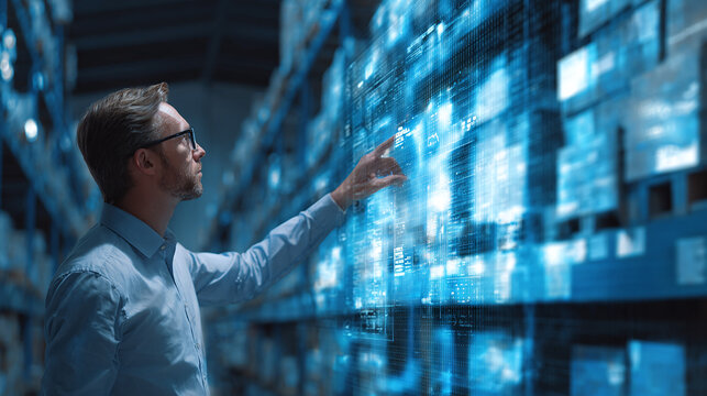 Smart warehouse manager using digital interface to optimize inventory management for logistics and supply chain